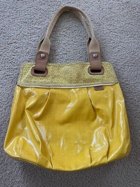 FOSSIL Women’s Vintage Key-Per coated canvas yellow Tote purse bag